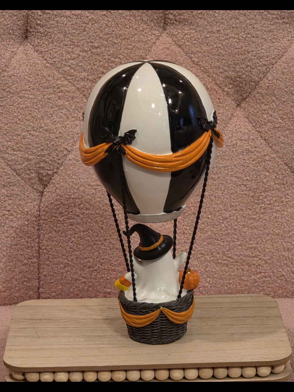 Halloween Ghost Hot Air Balloon Table Accent - Black, White & Orange - Picture 4 of 7